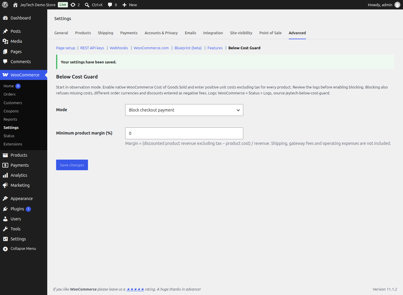 Native WooCommerce observation and enforcement settings