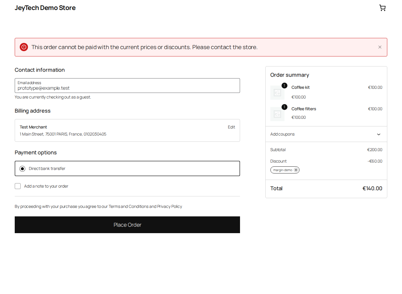 Checkout Blocks displays the neutral validation message